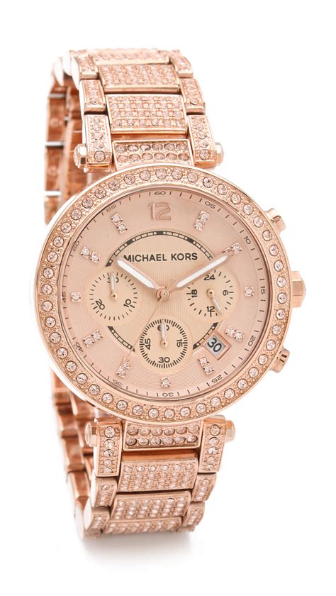 michael kors women's parker glitz rose gold|michael kors parker chronograph dial.